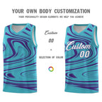 Custom Aqua Purple Graffiti Pattern Fluids Style Sports Uniform Basketball Jersey Sets