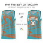 Custom Aqua Orange Graffiti Pattern Fluids Style Sports Uniform Basketball Jersey Sets