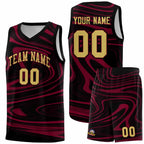 Custom Black Crimson Graffiti Pattern Fluids Style Sports Uniform Basketball Jersey Sets