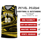 Custom Black Gold Graffiti Pattern Fluids Style Sports Uniform Basketball Jersey Sets