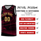 Custom Black Crimson Graffiti Pattern Fluids Style Sports Uniform Basketball Jersey Sets