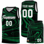 Custom Black Kelly Green Graffiti Pattern Fluids Style Sports Uniform Basketball Jersey Sets