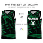 Custom Black Kelly Green Graffiti Pattern Fluids Style Sports Uniform Basketball Jersey Sets