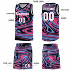 Custom Black Light Blue Graffiti Pattern Fluids Style Sports Uniform Basketball Jersey Sets