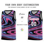 Custom Black Light Blue Graffiti Pattern Fluids Style Sports Uniform Basketball Jersey Sets