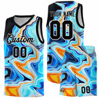 Custom Black Fluid Painting Pattern Sports Uniform Basketball Jersey