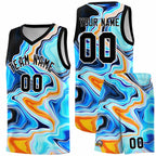 Custom Black Fluid Painting Pattern Sports Uniform Basketball Jersey