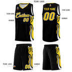 Custom Black Gold-White Graffiti Pattern Side Curve Pattern Sports Uniform Basketball Jersey Sets