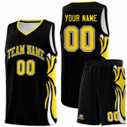 Custom Black Gold-White Graffiti Pattern Side Curve Pattern Sports Uniform Basketball Jersey Sets