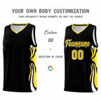 Custom Black Gold-White Graffiti Pattern Side Curve Pattern Sports Uniform Basketball Jersey Sets
