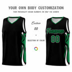 Custom Black Kelly Green-White Graffiti Pattern Side Curve Pattern Sports Uniform Basketball Jersey Sets