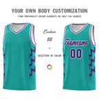 Custom Aqua Side Lightning Pattern Sports Uniform Basketball Jersey