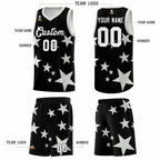 Custom Black Gray Graffiti Pattern Star Print Basketball Jersey Sets