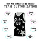 Custom Black Gray Graffiti Pattern Star Print Basketball Jersey Sets