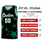 Custom Black Kelly Green Graffiti Pattern Star Print Basketball Jersey Sets