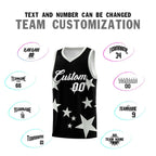 Custom Black Gray Graffiti Pattern Star Print Basketball Jersey Sets