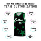 Custom Black Kelly Green Graffiti Pattern Star Print Basketball Jersey Sets