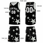 Custom Black Gray Graffiti Pattern Star Print Basketball Jersey Sets