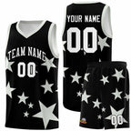 Custom Black Gray Graffiti Pattern Star Print Basketball Jersey Sets
