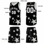 Custom Black Gray Graffiti Pattern Star Print Basketball Jersey Sets