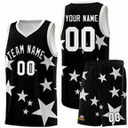 Custom Black Gray Graffiti Pattern Star Print Basketball Jersey Sets