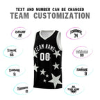 Custom Black Gray Graffiti Pattern Star Print Basketball Jersey Sets