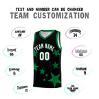 Custom Black Kelly Green Graffiti Pattern Star Print Basketball Jersey Sets