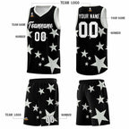 Custom Black Gray Graffiti Pattern Star Print Basketball Jersey Sets