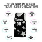 Custom Black Gray Graffiti Pattern Star Print Basketball Jersey Sets