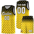 Custom Black Gold Gradient Start Pattern Basketball Jersey Sets