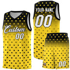 Custom Black Gold Gradient Start Pattern Basketball Jersey Sets