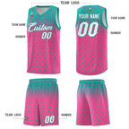 Custom Aqua Pink Gradient Start Pattern Basketball Jersey Sets