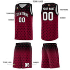 Custom Black Crimson Gradient Start Pattern Basketball Jersey Sets