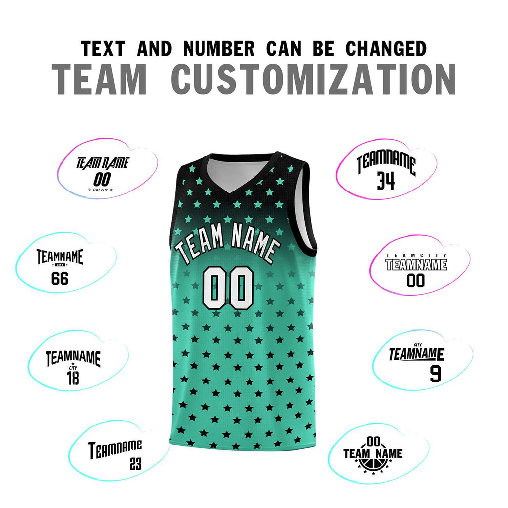 Custom Black Bright Green Gradient Start Pattern Basketball Jersey Sets