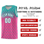 Custom Aqua Pink Gradient Start Pattern Basketball Jersey Sets