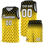 Custom Black Gold Gradient Start Pattern Basketball Jersey Sets