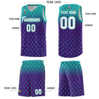 Custom Aqua Purple Gradient Start Pattern Basketball Jersey Sets