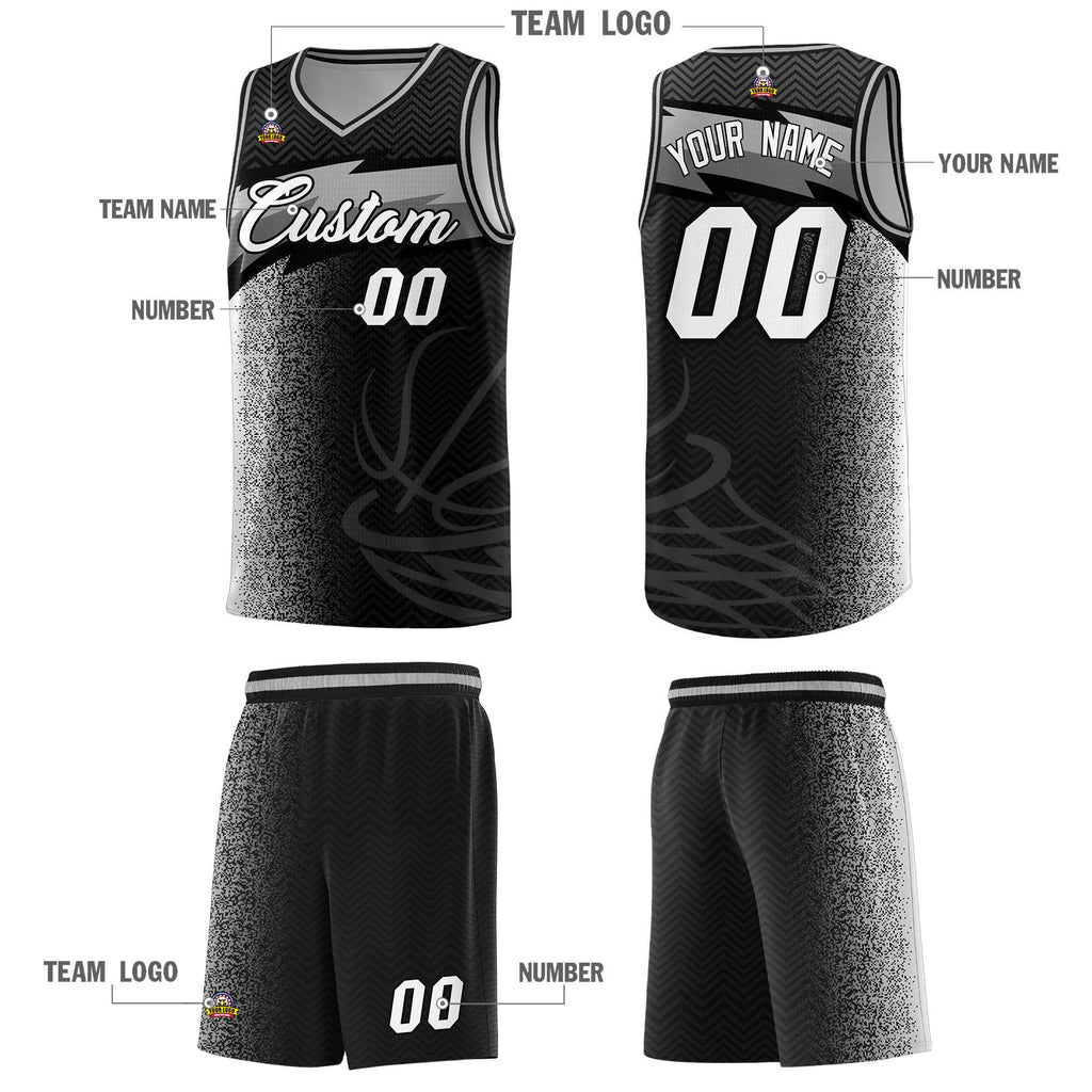 Custom Black Dot Scatter Graffiti Pattern Sports Uniform Basketball Jersey