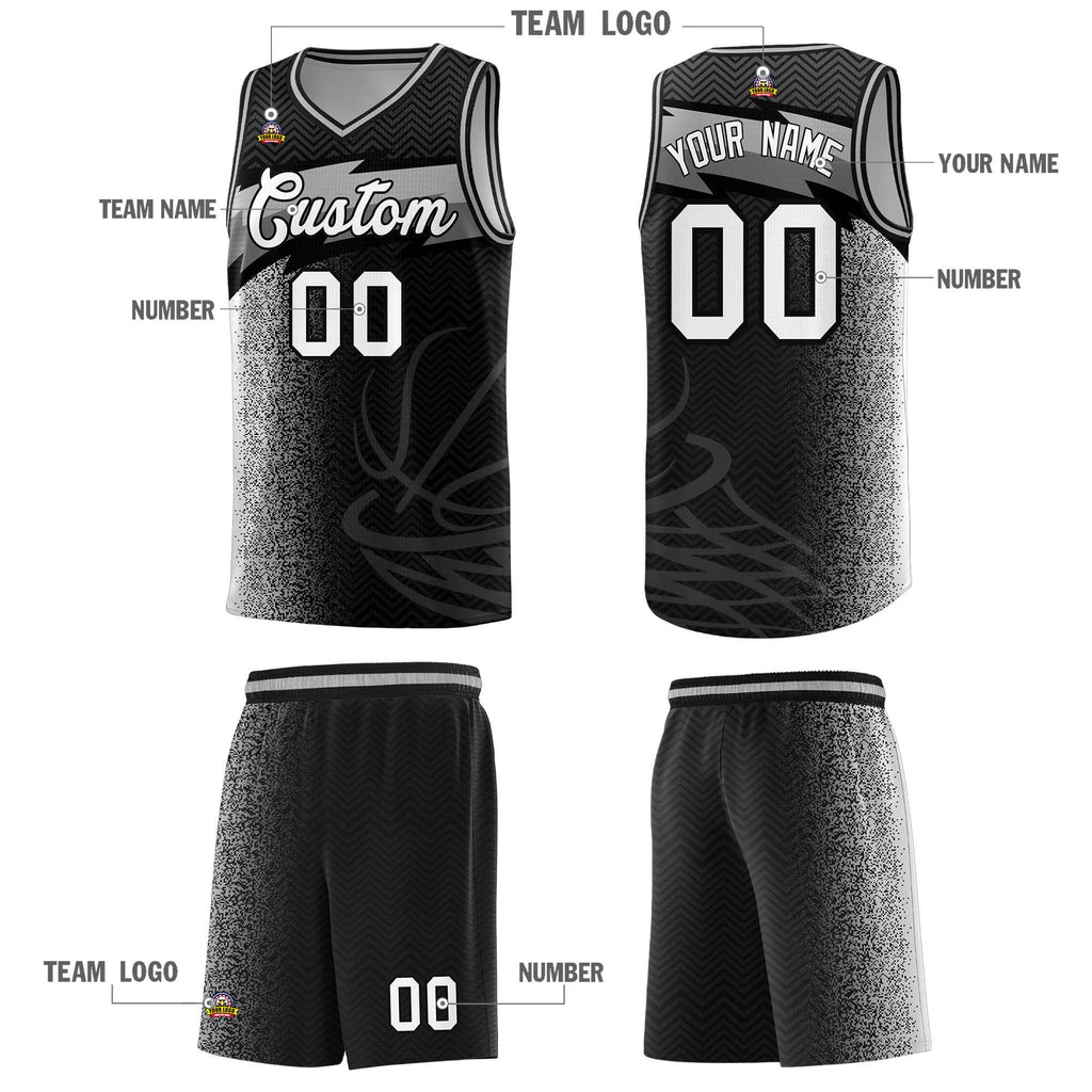 Custom Black Dot Scatter Graffiti Pattern Sports Uniform Basketball Jersey