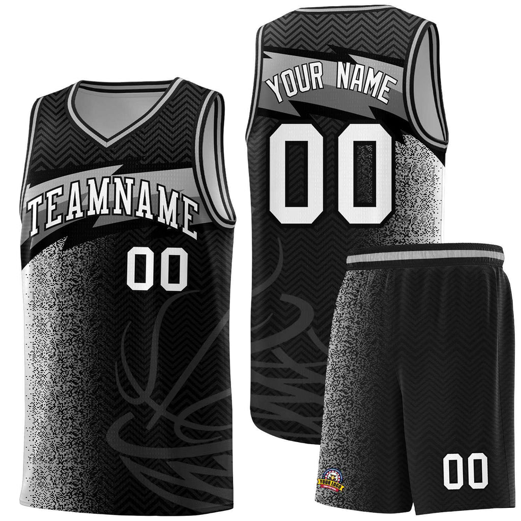 Custom Black Dot Scatter Graffiti Pattern Sports Uniform Basketball Jersey