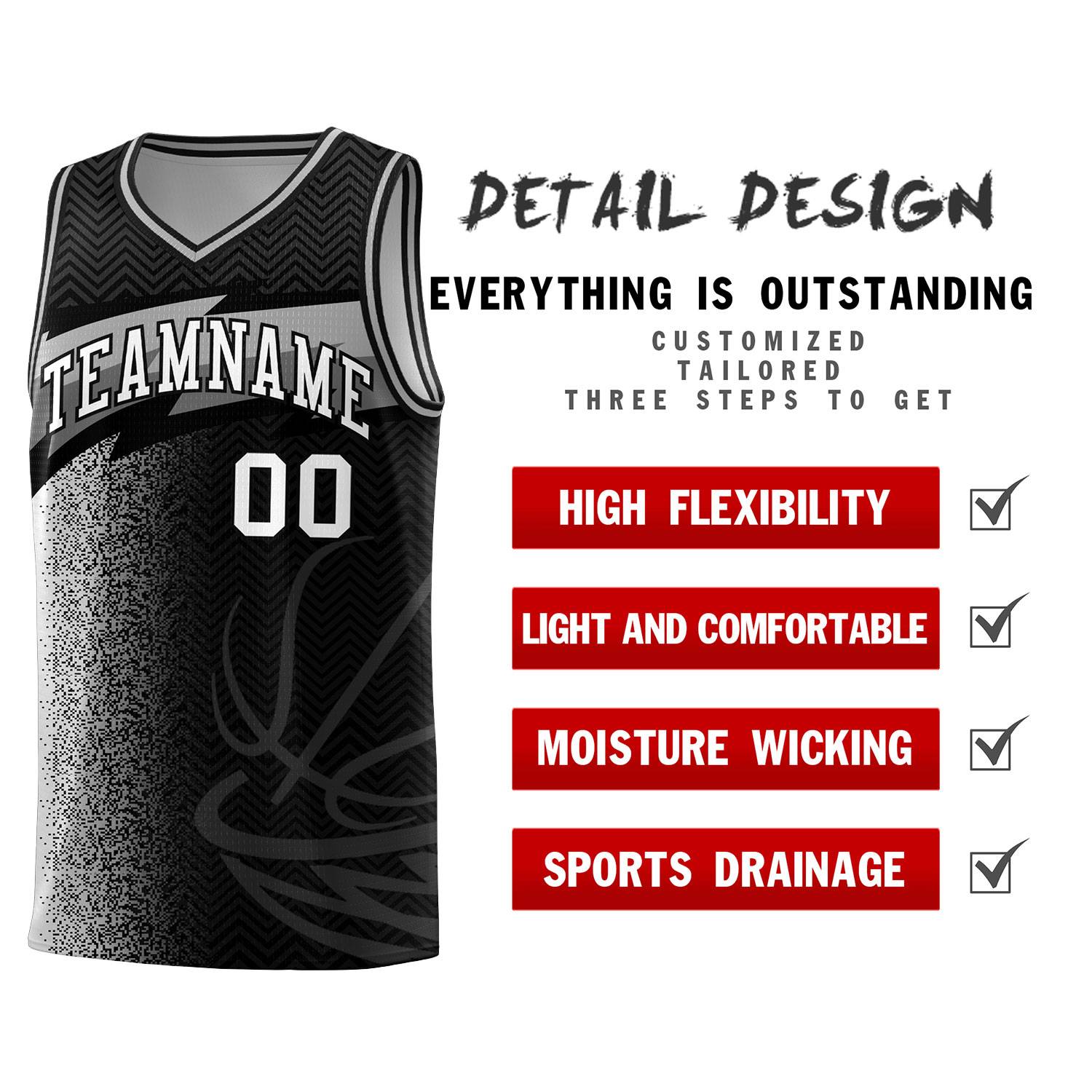 Custom Black Dot Scatter Graffiti Pattern Sports Uniform Basketball Jersey