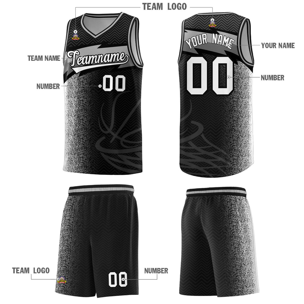 Custom Black Dot Scatter Graffiti Pattern Sports Uniform Basketball Jersey