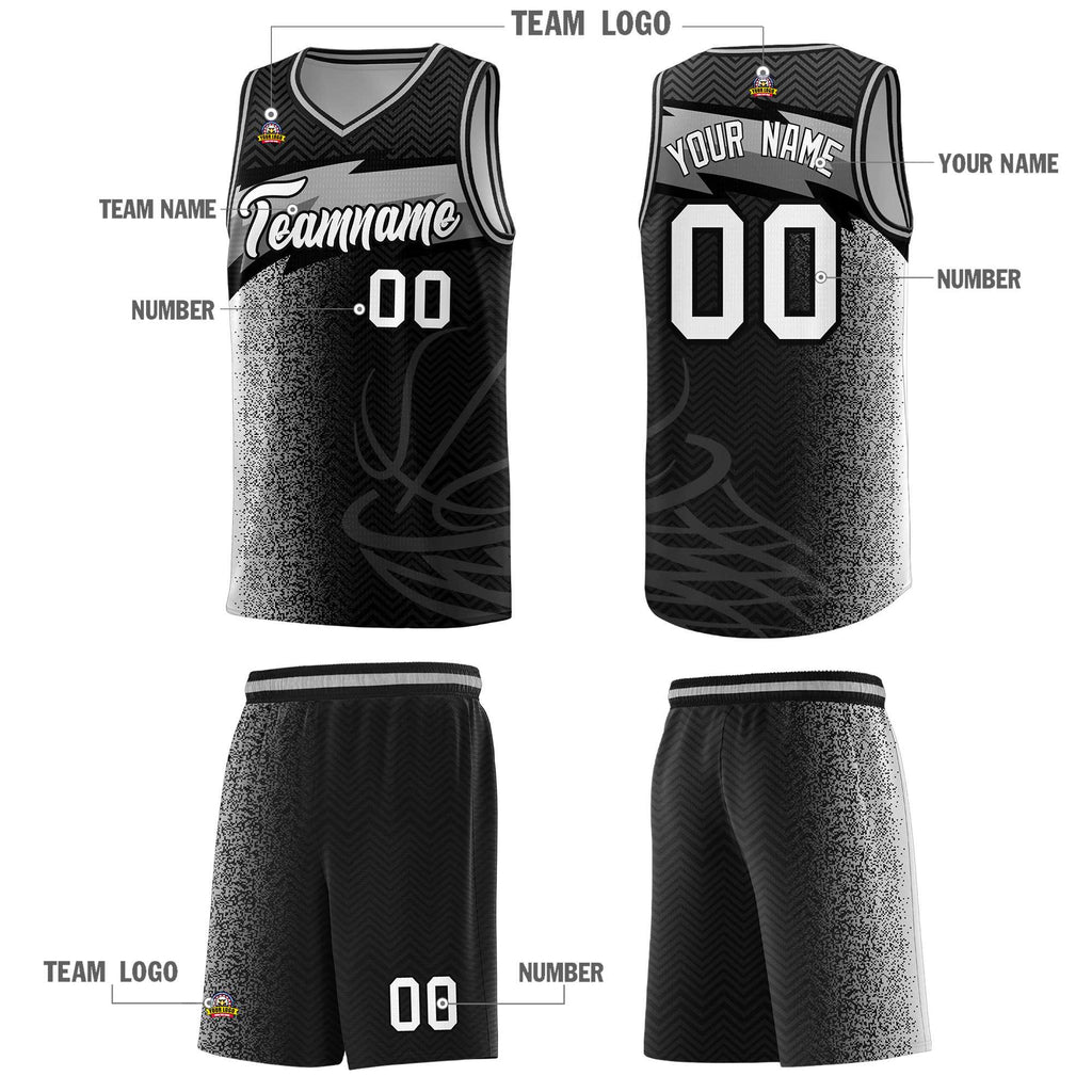 Custom Black Dot Scatter Graffiti Pattern Sports Uniform Basketball Jersey