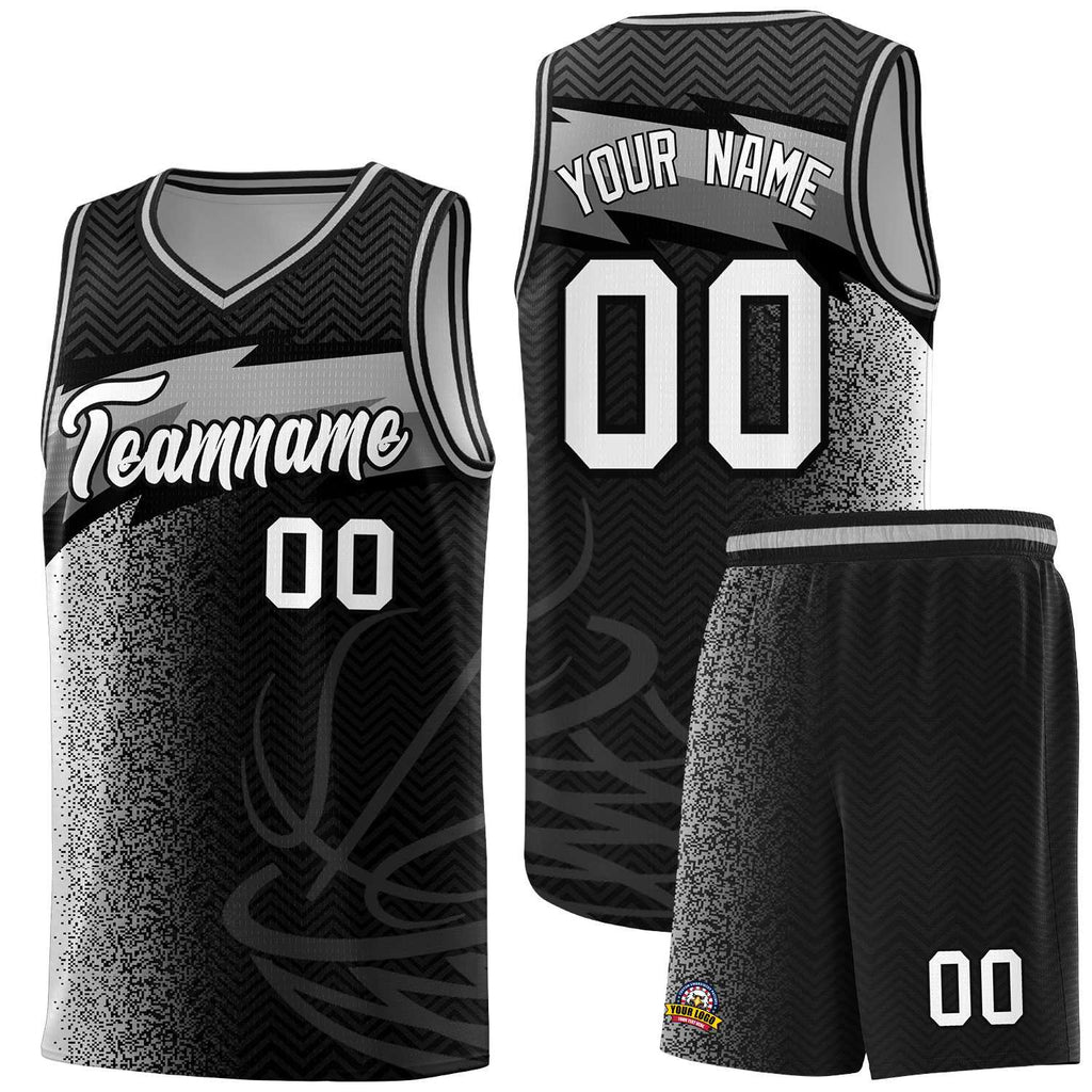 Custom Black Dot Scatter Graffiti Pattern Sports Uniform Basketball Jersey