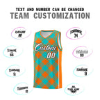 Custom Aqua Orange-White Grid Basketball Kits For Team