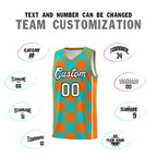 Custom Aqua Orange-White Grid Basketball Kits For Team