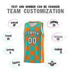 Custom Aqua Orange-White Grid Basketball Kits For Team