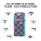 Custom Aqua Red-White Grid Basketball Kits For Team