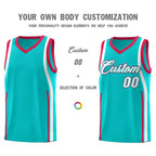 Custom Aqua Red-White Ribbon Pattern Basketball Kits