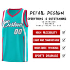 Custom Aqua Red-White Ribbon Pattern Basketball Kits